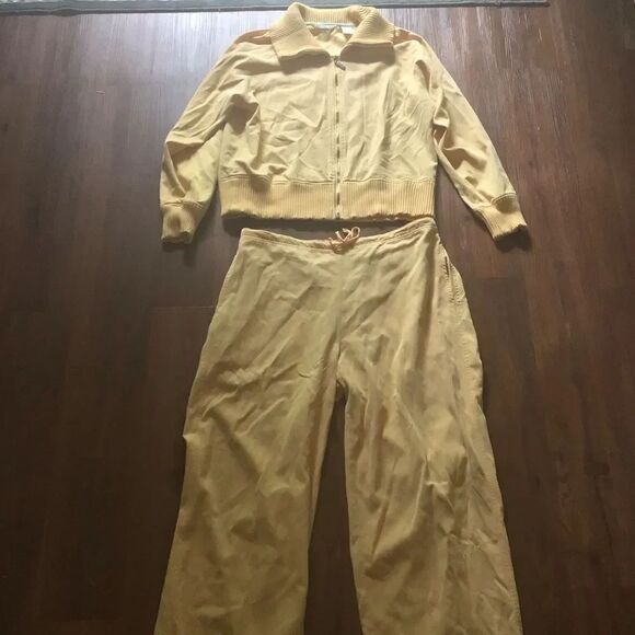 Vintage Pants - Vintage c.a.sport Yellow Silk Track Suit- READ all